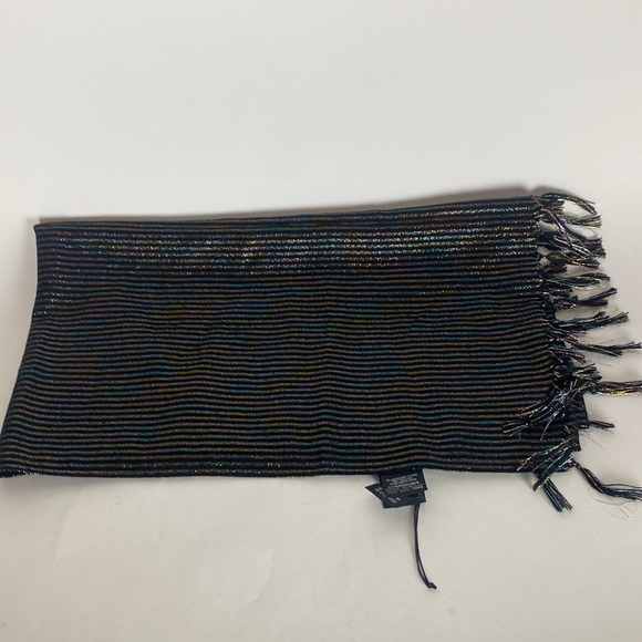 Yves Saint Laurent Scarf Luxury Striped Black Multicolor Wool Blend. - Picture 1 of 8